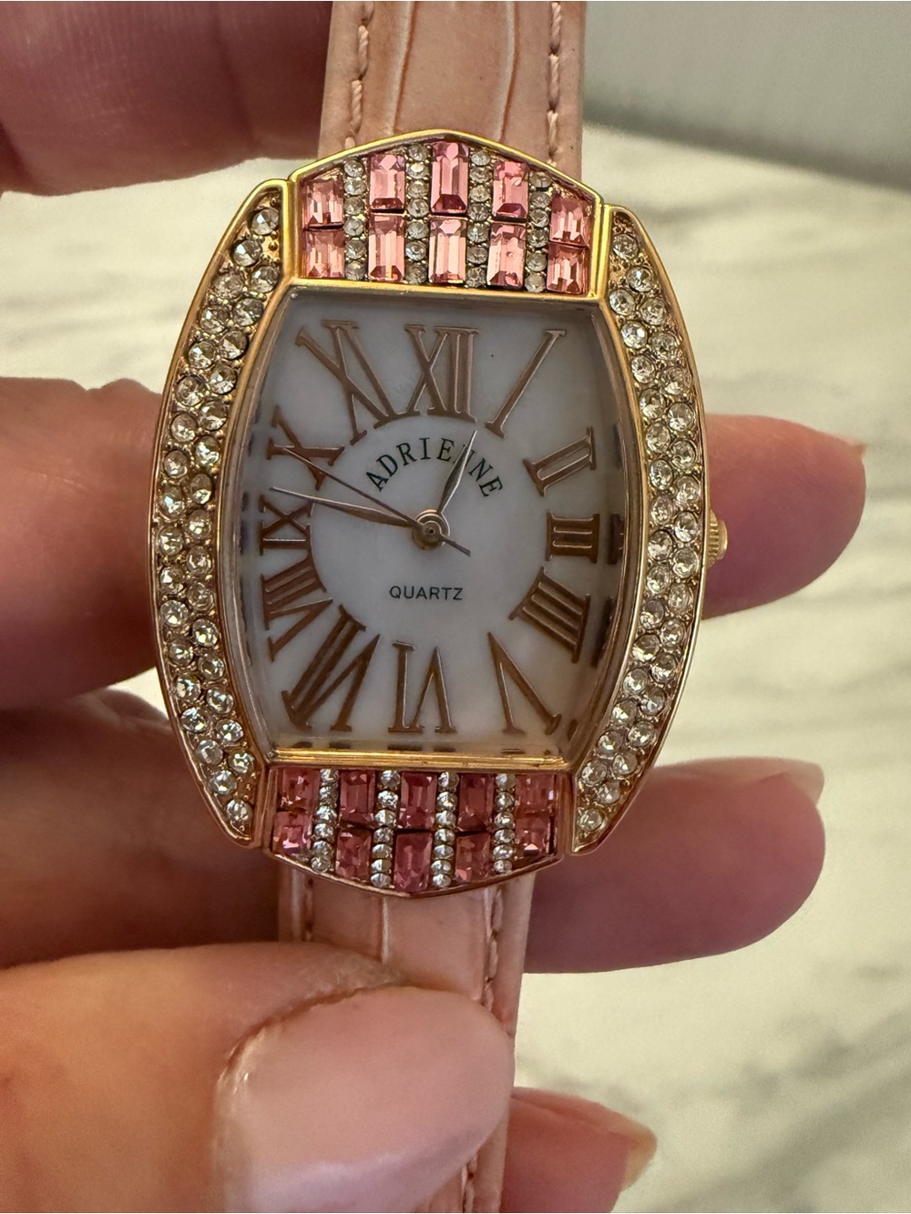 Adrienne Rose Gold-Tone Watch with Pink Crystal Accents